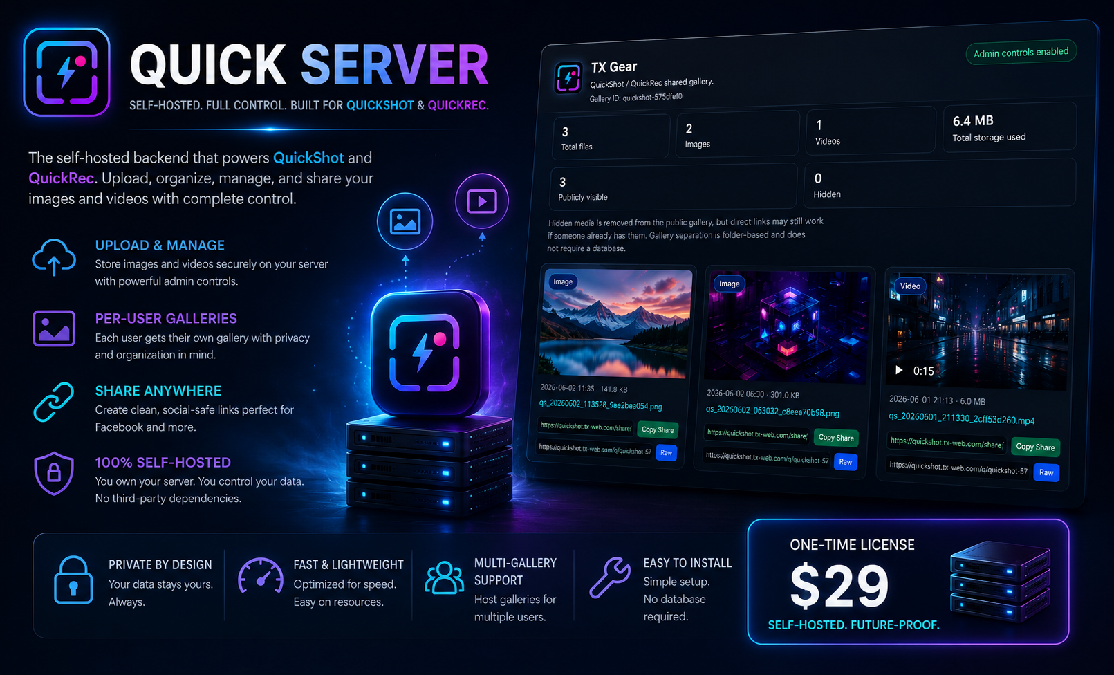 Quick Server backend for QuickShot and QuickRec